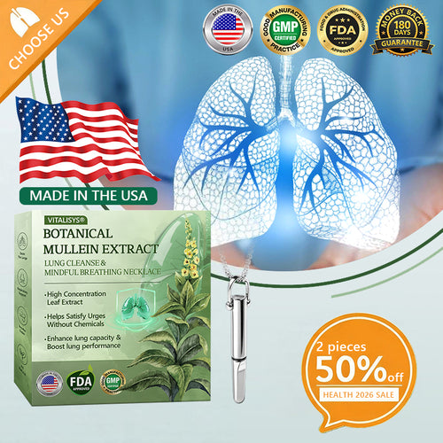 US Official Store✅𝐕𝒊𝒕𝗮𝗹𝐢𝐬𝐲𝐬® Botanical Mullein Extract Lung Cleanse & Mindful Breathing Necklace Whistle(👨‍⚕️Directly acts on COPD, asthma, chronic bronchitis (CB), respiratory infections, lung cancer, sinusitis, and other conditions)1💝
