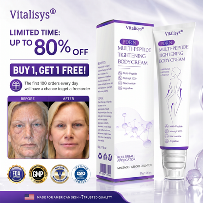 FDA Official ✅ : Vitalisys® PDRN Multi-Peptide Massaging Body Roller Cream ✨ - Anti-aging, Hydrating, Skin Firming & Lifting, Skin Repair, Even Tone, Acne and Dark Spot Treatment, Wart and Mole Removal, and Psoriasis Relief 💕